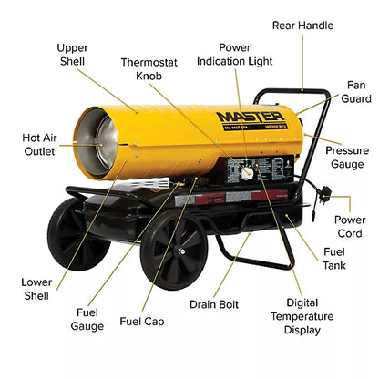Master Kerosene/Diesel Forced-Air Heater, 3,500 sq. ft., 140,000 BTU