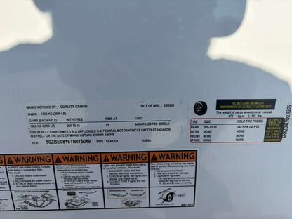 2026 5’x8′ Enclosed Trailer 2990 GVWR