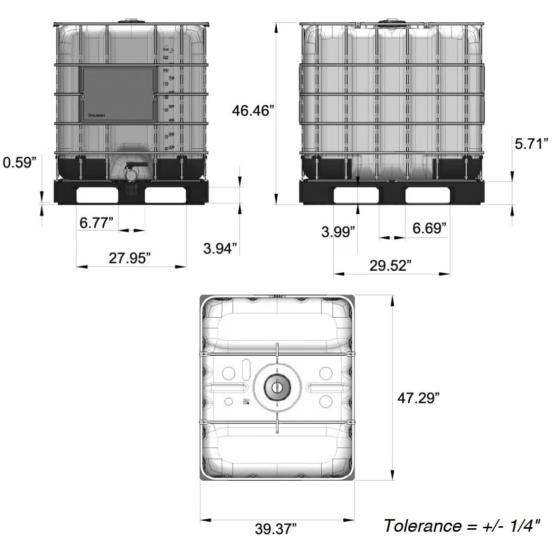 275 Gal HDPE Intermediate Bulk Container with Steel Cage, UN Approved